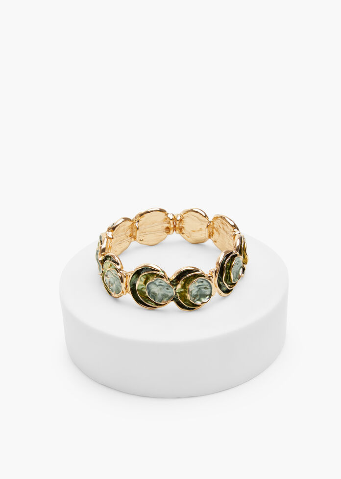 Layered Enamel Bracelet, GREEN, hi-res