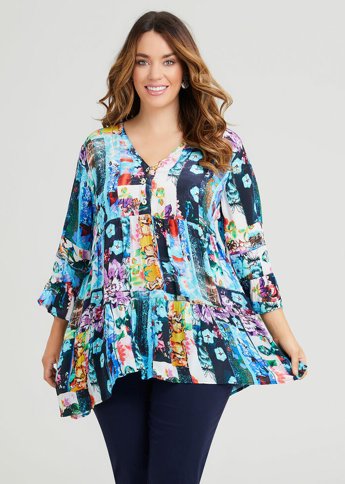 Shop Plus Size Natural Fiesta Tier Top in Multi | Sizes 12-30 | Taking ...