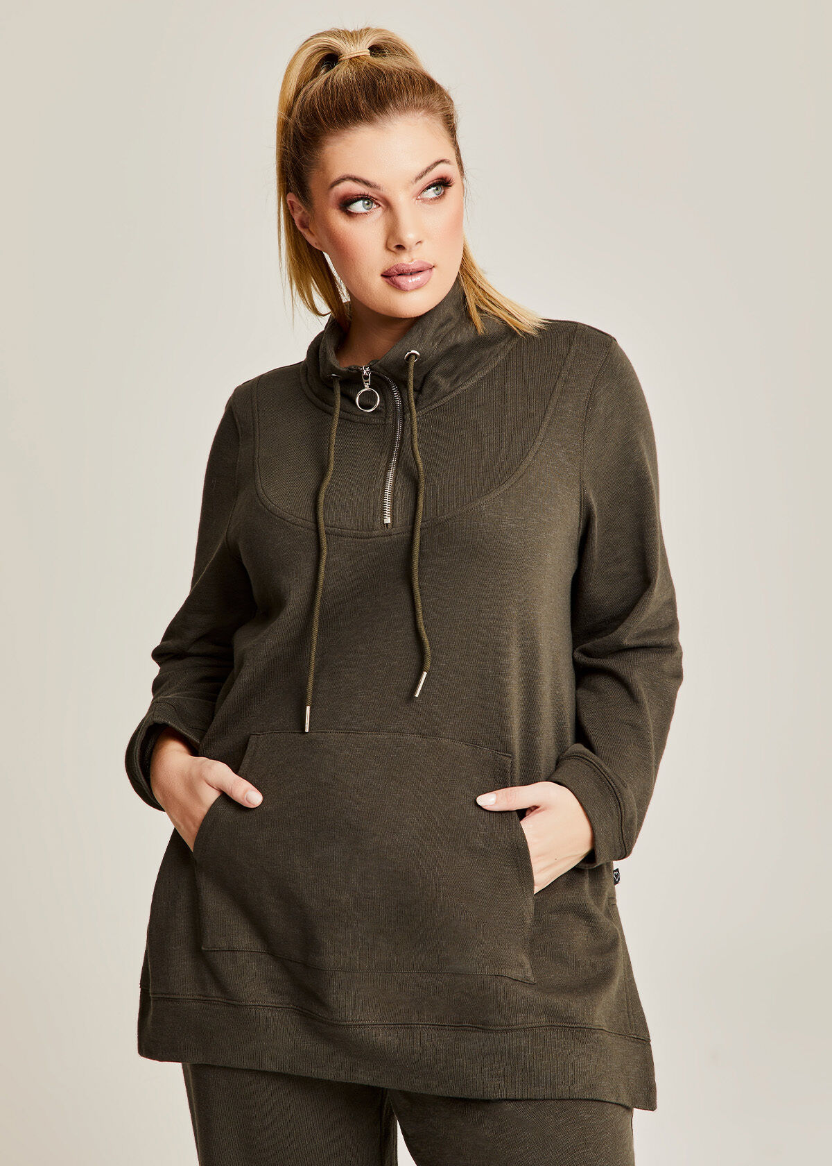 funnel neck hoodie plus size