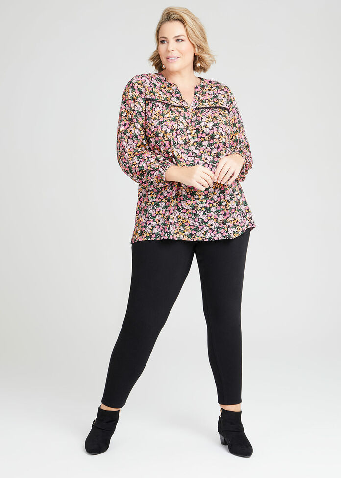 Natural Boho Sleeve Floral Top, , hi-res