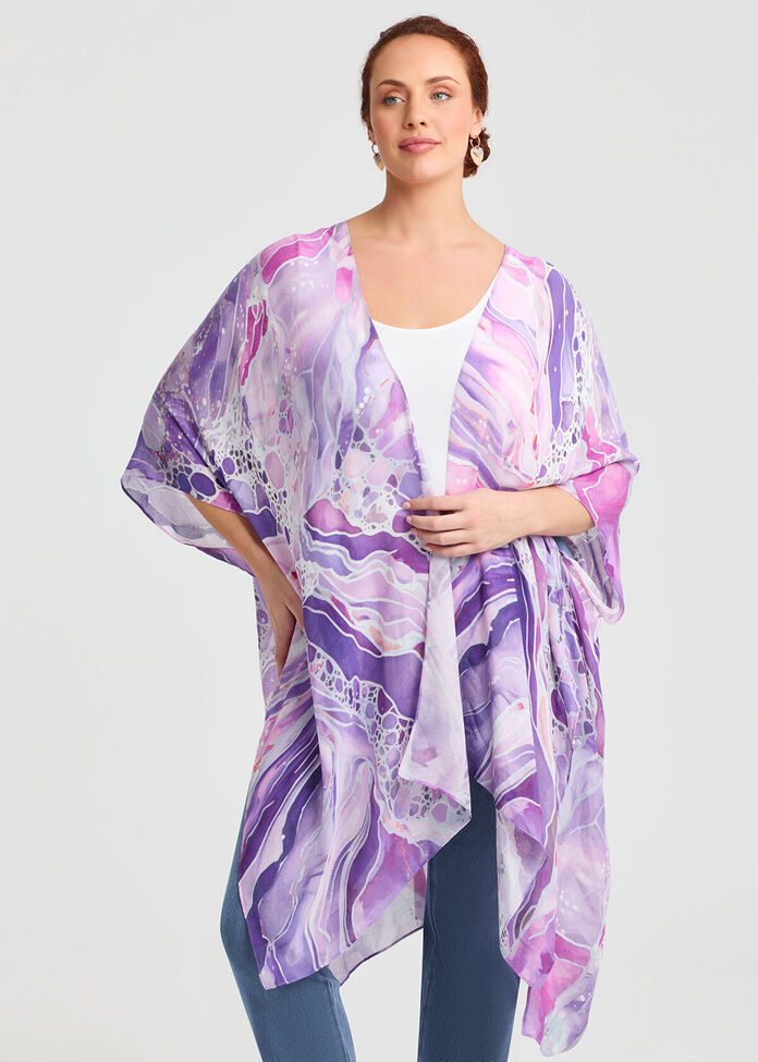 Large Swirl Cape Kimono, , hi-res