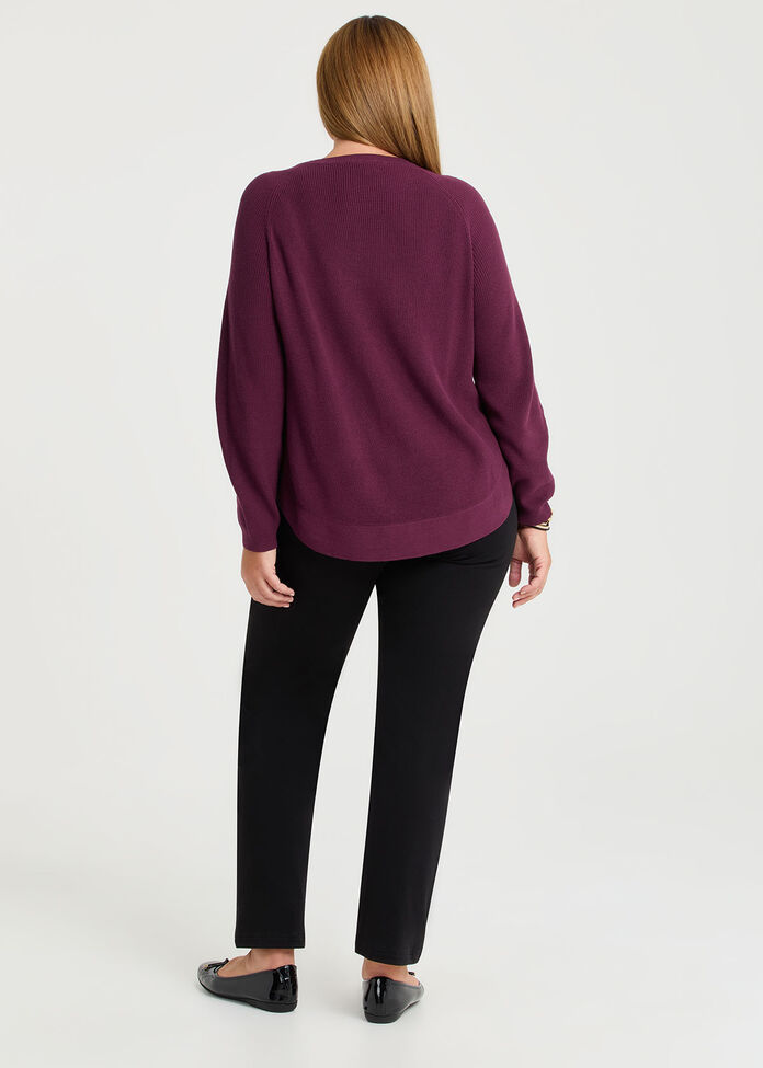 Curved Hem Rib Knit Jumper, , hi-res