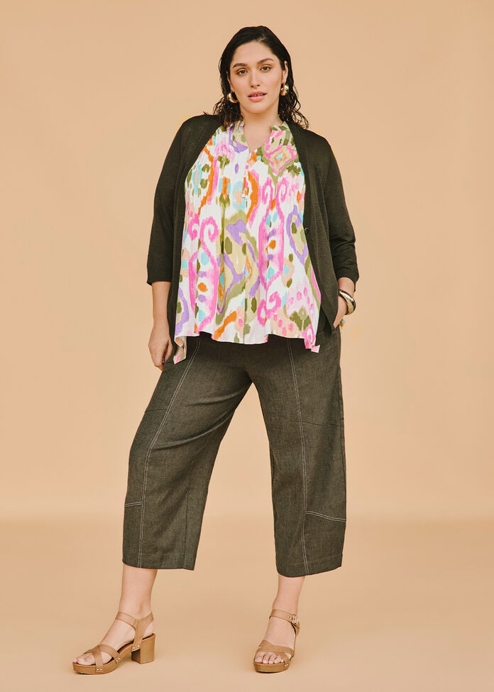 Lantern Stretch Linen Crop Pant, , hi-res