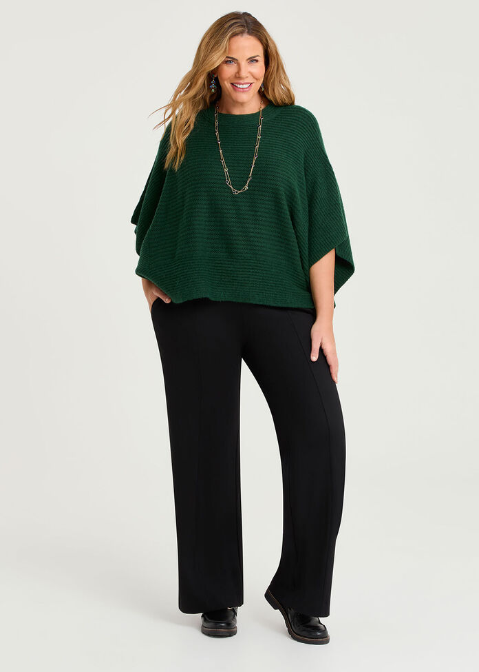 Easy Wear Ribbed Poncho, , hi-res
