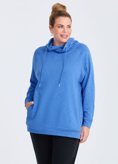 Plus Size Drawstring Collar Sweat