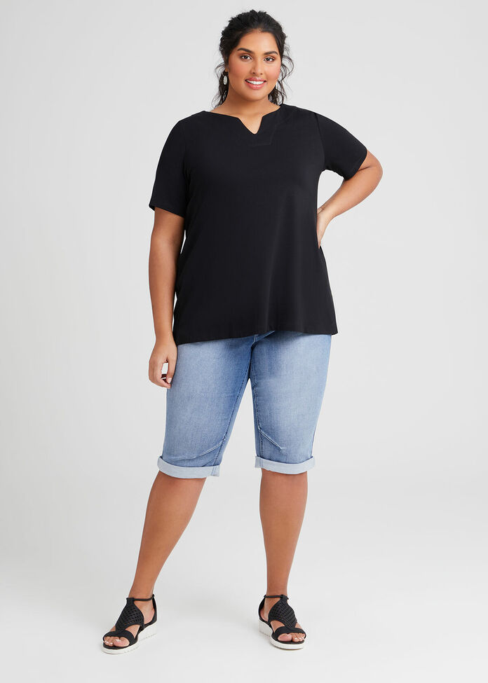 Shop Organic Notch V Neck T Shirt In Black In Sizes 12 To 24 Taking Shape