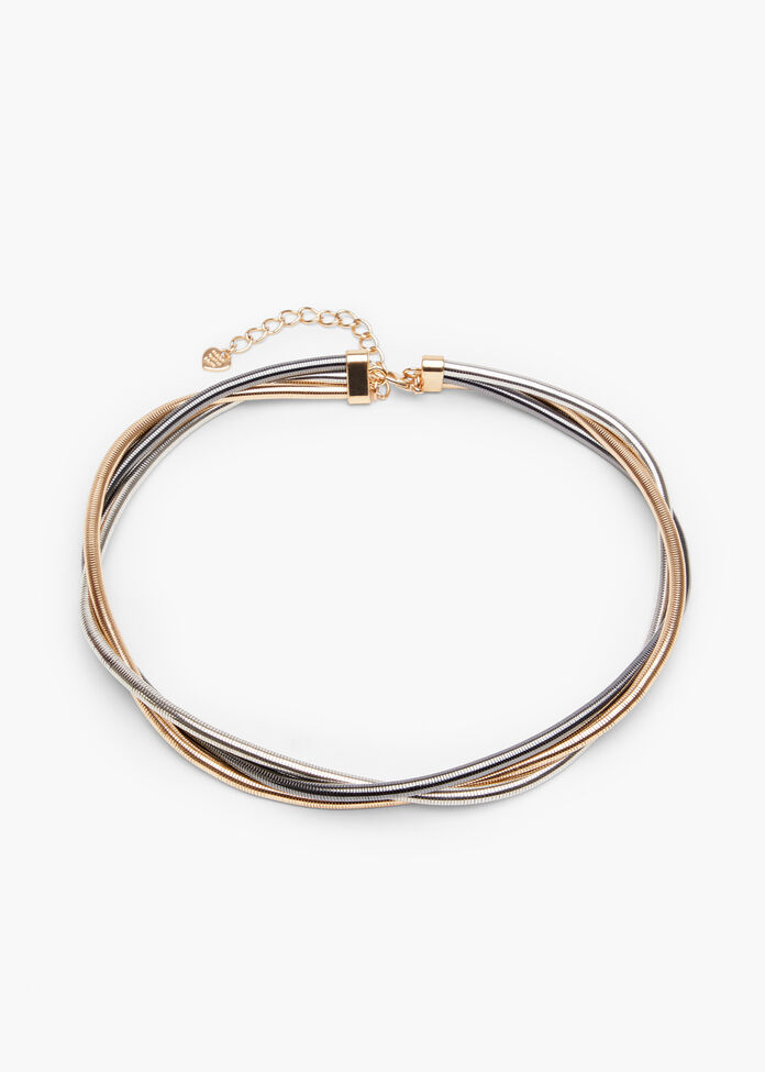 Two Tone Choker Necklace, , hi-res