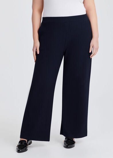 Plus Size Rib Knit Wide Leg Pant