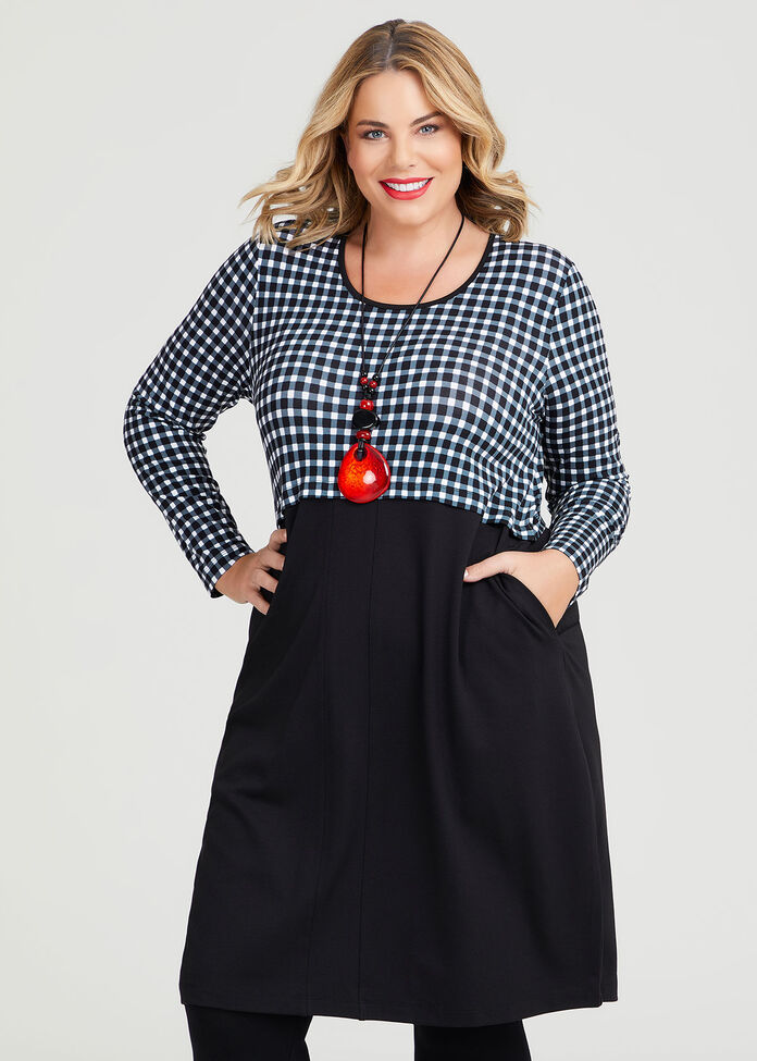 Shop Plus Size Ponte Checker Dress in Black | Taking Shape AU