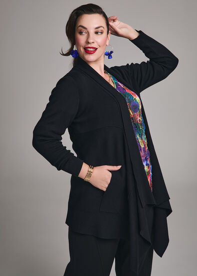 Plus Size Drape Bamboo Knit Cardigan