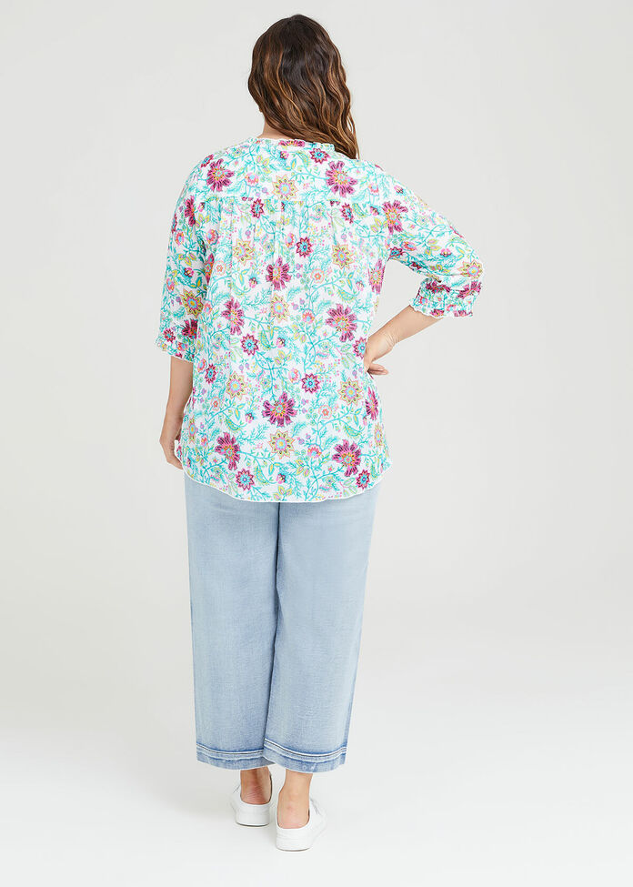 Maison de Soil Floral Sleeveless Pintuck Top