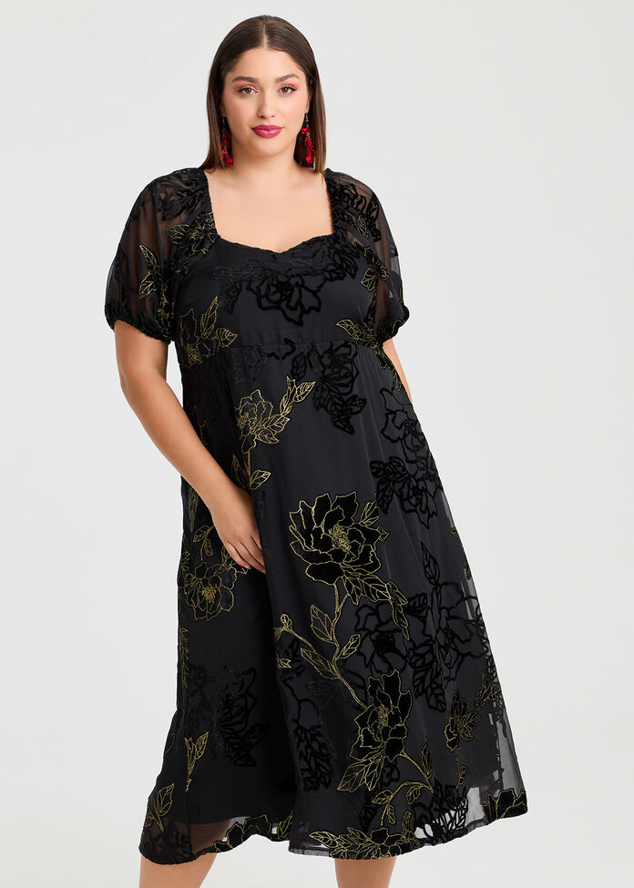 Gold Leaf Velvet Maxi Dress, , hi-res