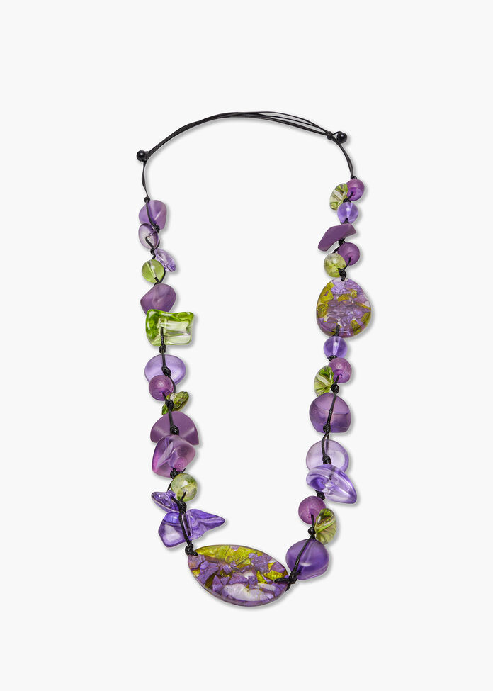 Long Resin Bead Necklace, , hi-res