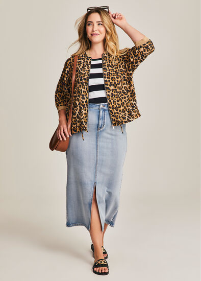 Plus Size Natural Animal Print Bomber