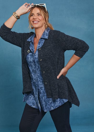 Plus Size Waffle Snug Cardigan
