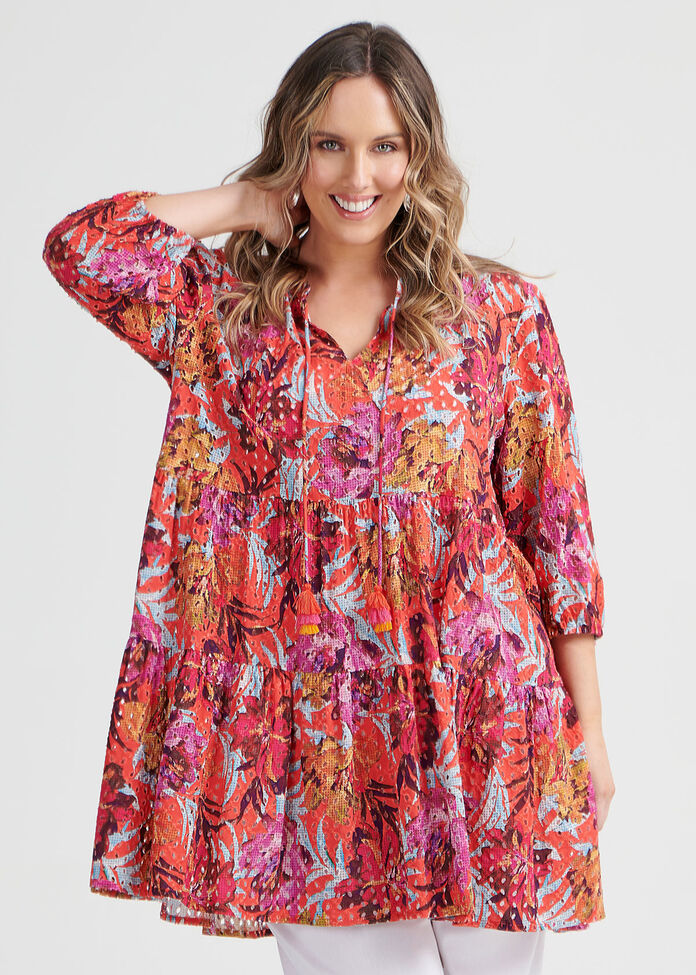 Shop Plus Size Natural Broderie Tunic in Print | Sizes 12-30 | Taking ...
