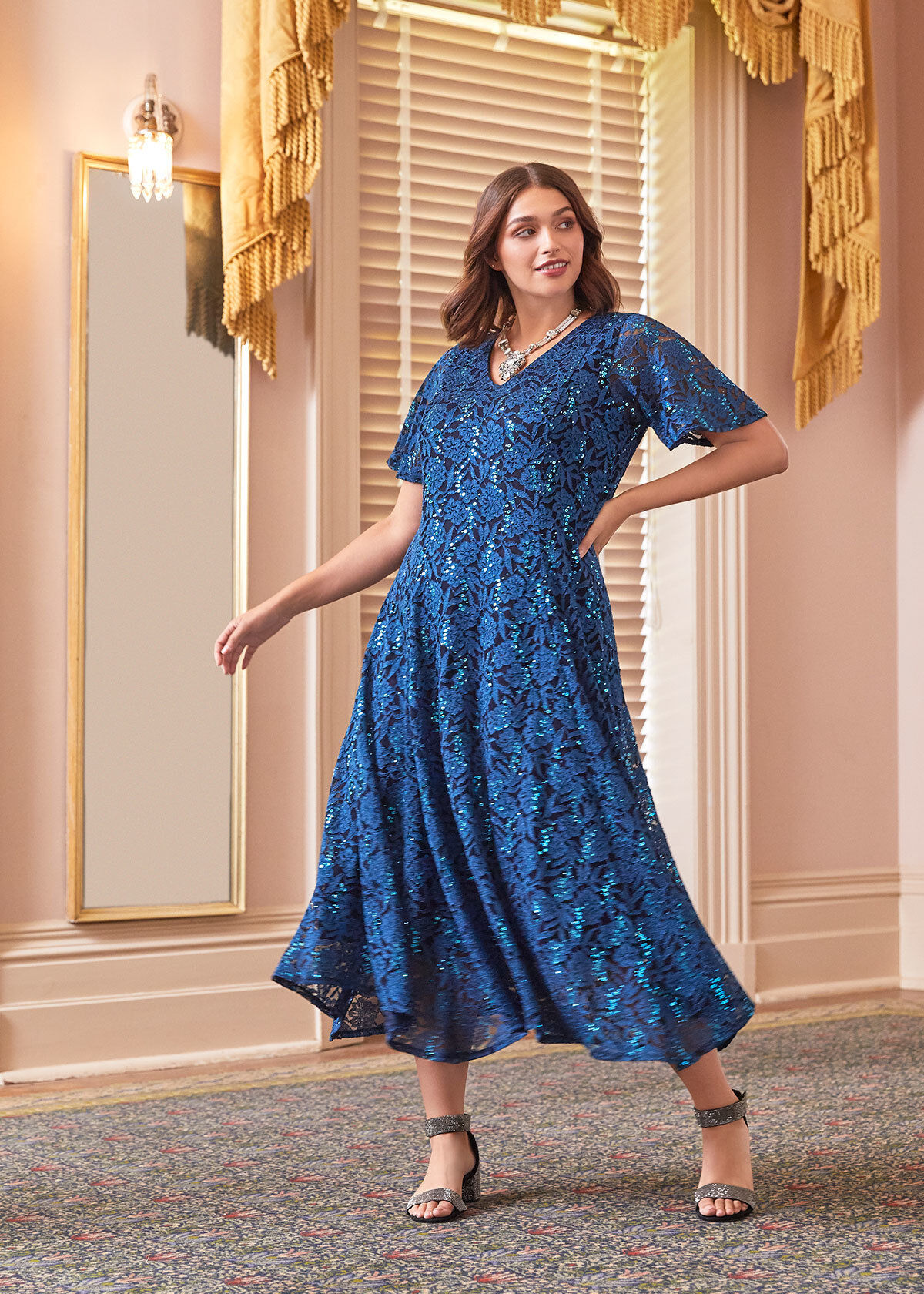 Shop Sequin Lace Formal Dress | Sizes 