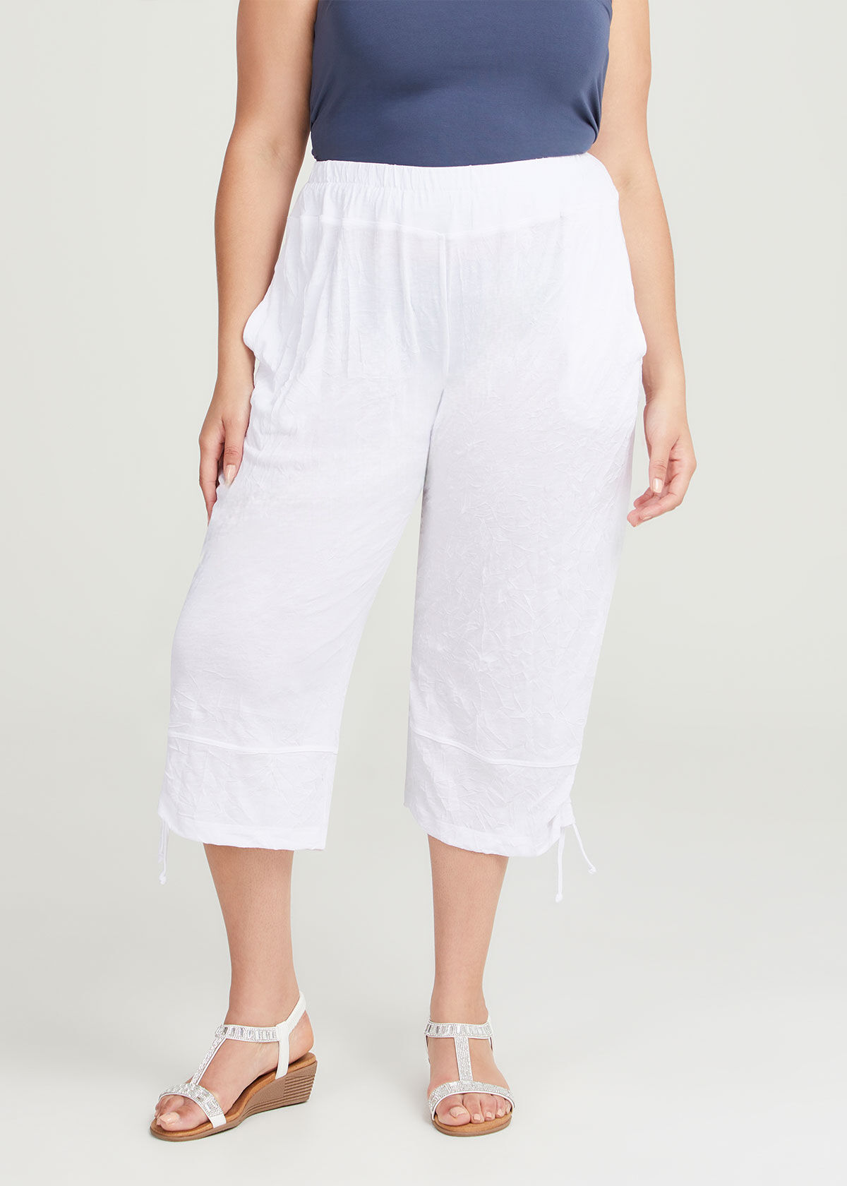Plus Size Women s Crop Capri Trousers Shorter Length Taking
