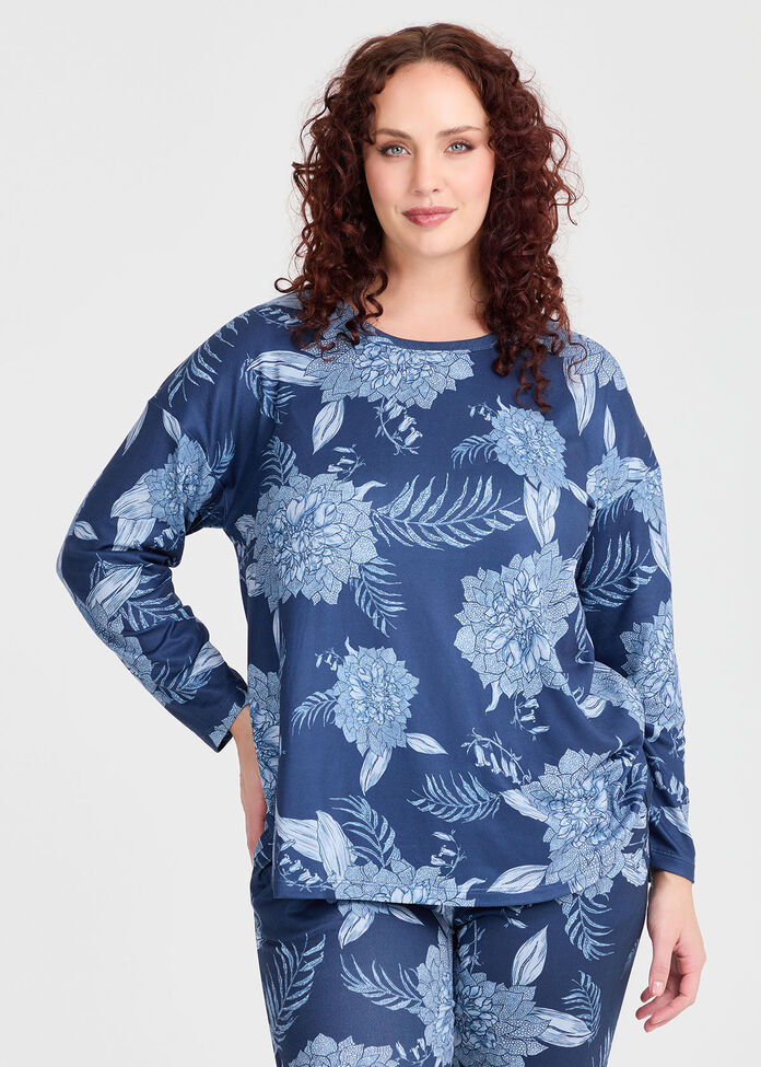 Lounge Floral Top, PRINT, hi-res