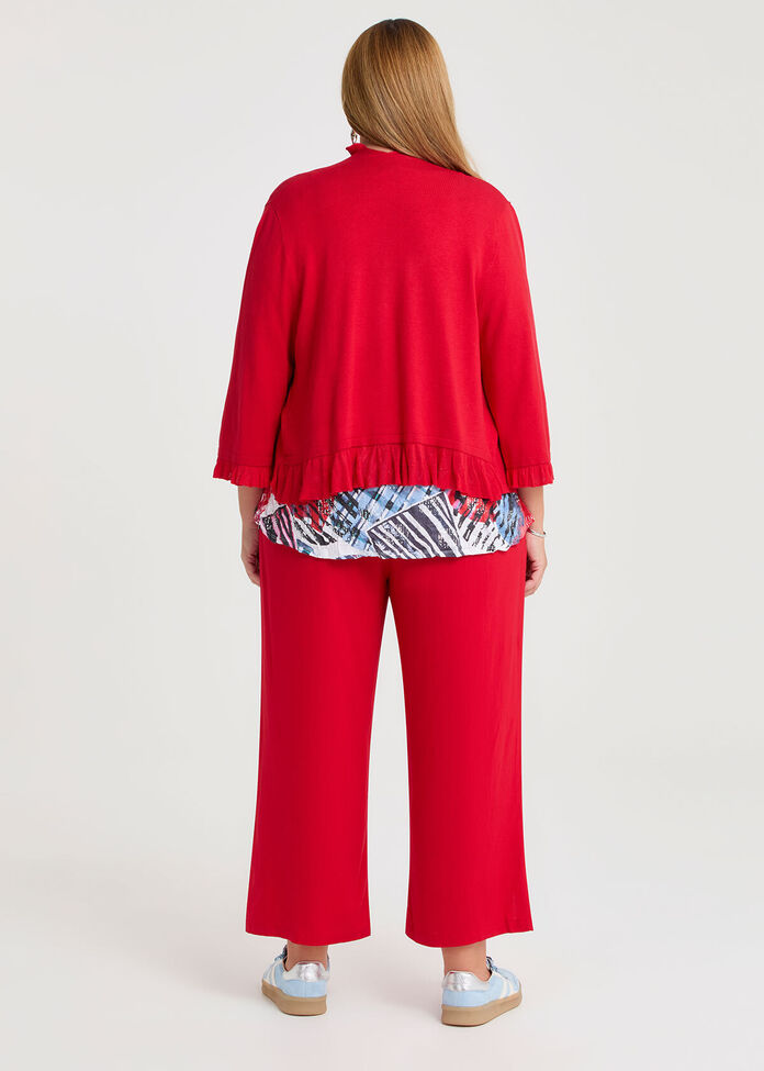 Ruffle Detail Natural Cardigan, , hi-res