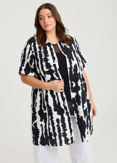 Plus Size Natural Skylar Abstract Duster