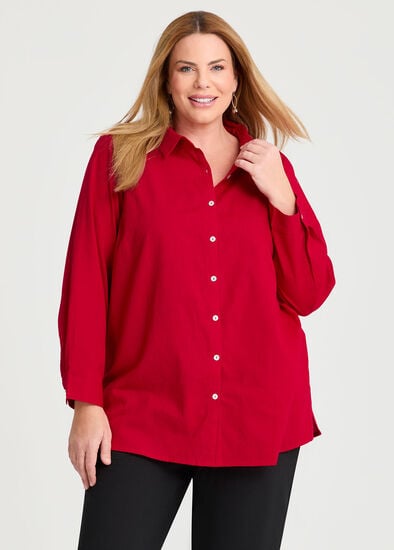 Plus Size Cotton Linen Essential Shirt