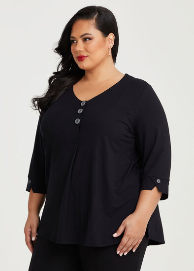 Plus Size Button Swing Bamboo Top
