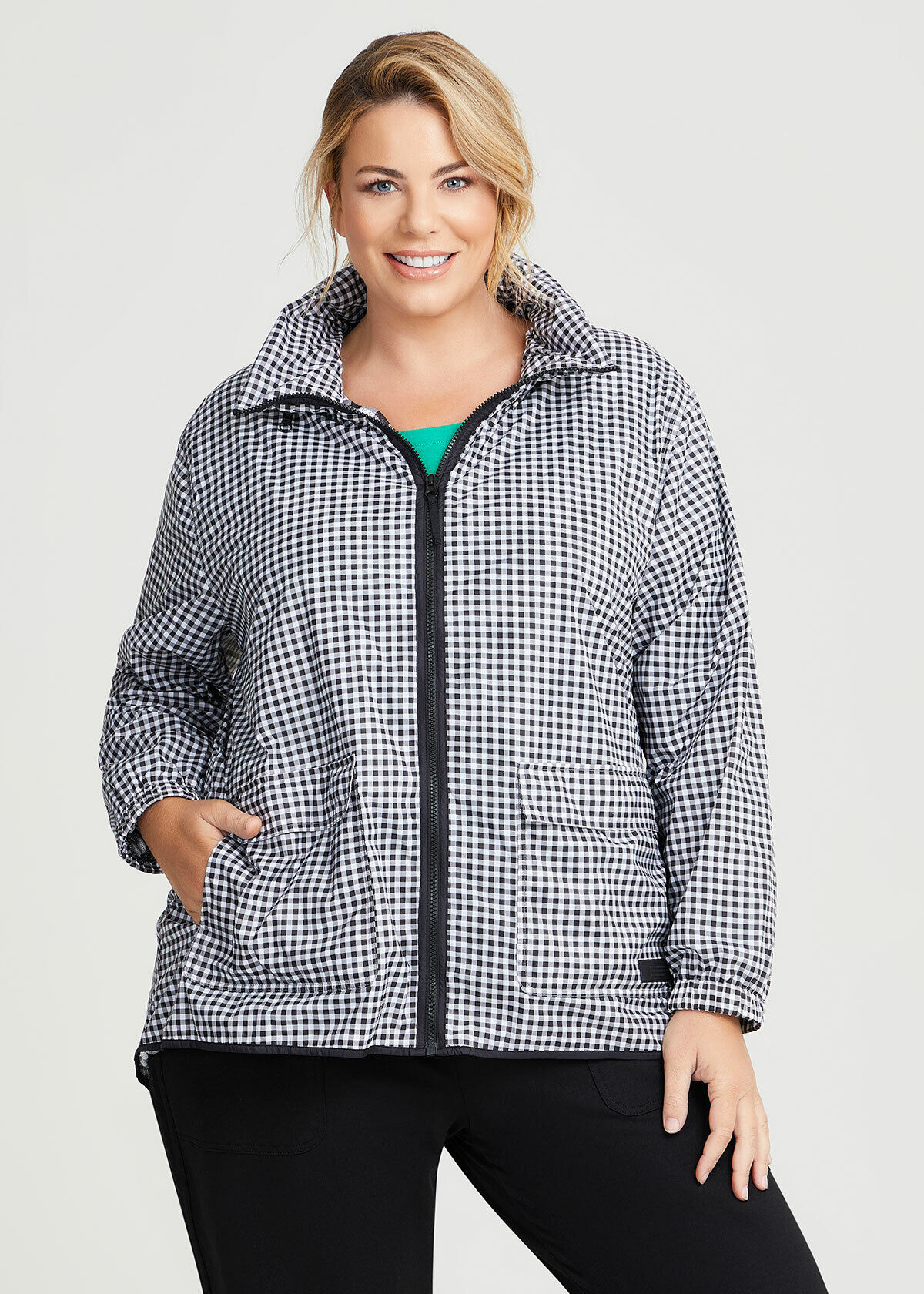 Plus size black rain jacket top