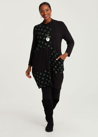 Plus Size Natural Spot Spliced Tunic