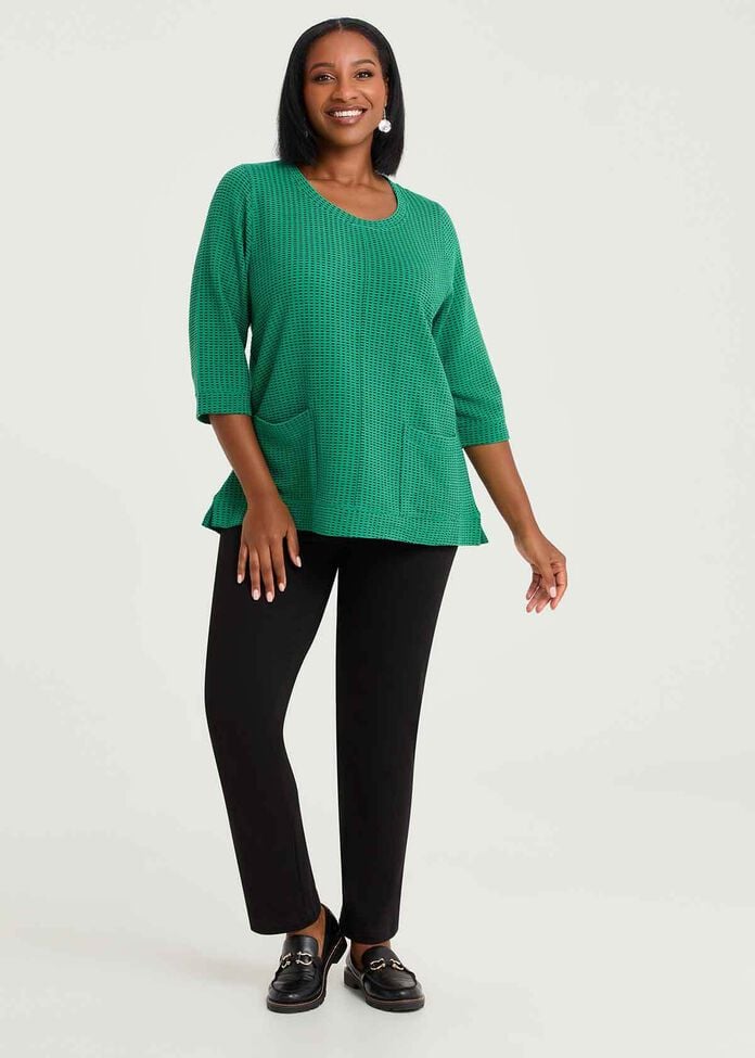 Ticking Rib Pocket Detail Top, , hi-res