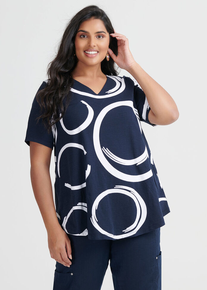 Cotton Abstract Swirl Top, , hi-res