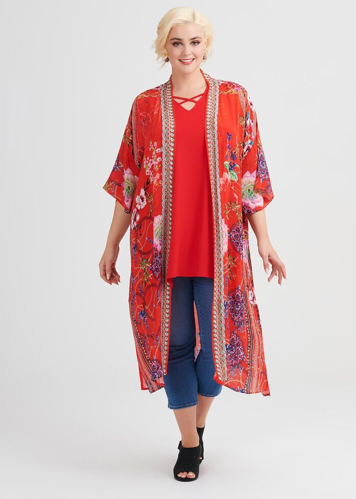Rosy Outlook Natural Kimono, , hi-res