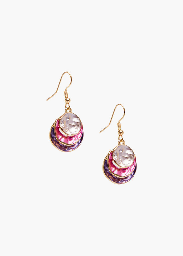 Layered Enamel Earrings, , hi-res
