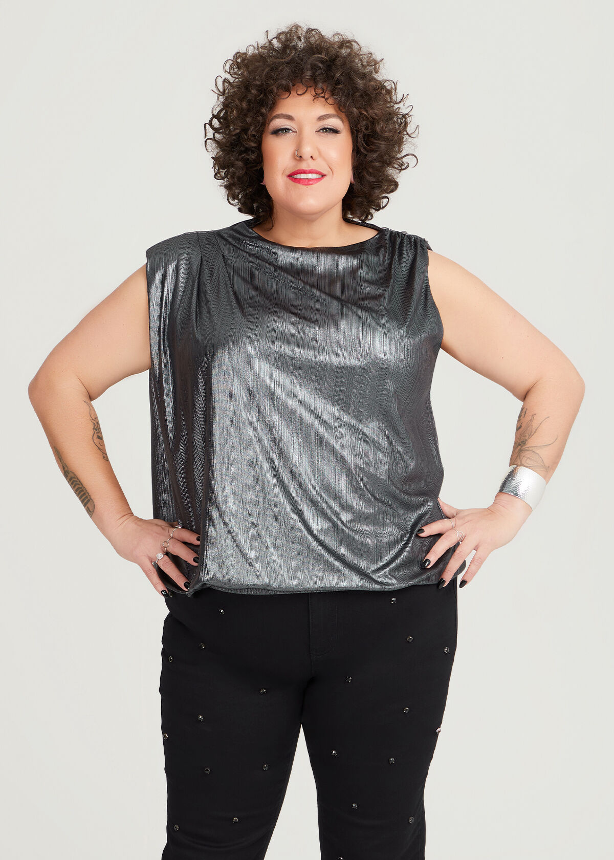Metallic peplum hot sale top