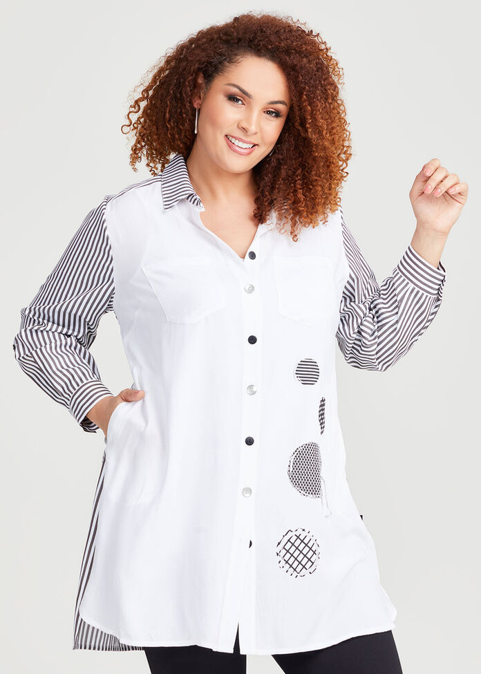 Stripe Power Shoulder Shirt