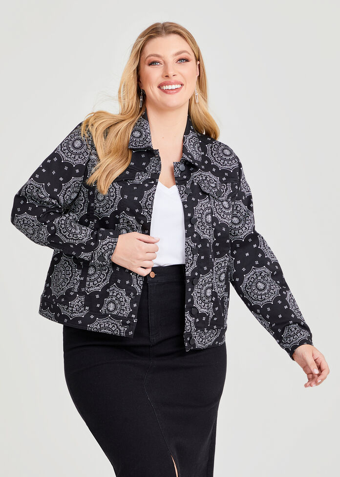 Shop Plus Size Cotton Bandana Print Jacket in Black | Taking Shape AU