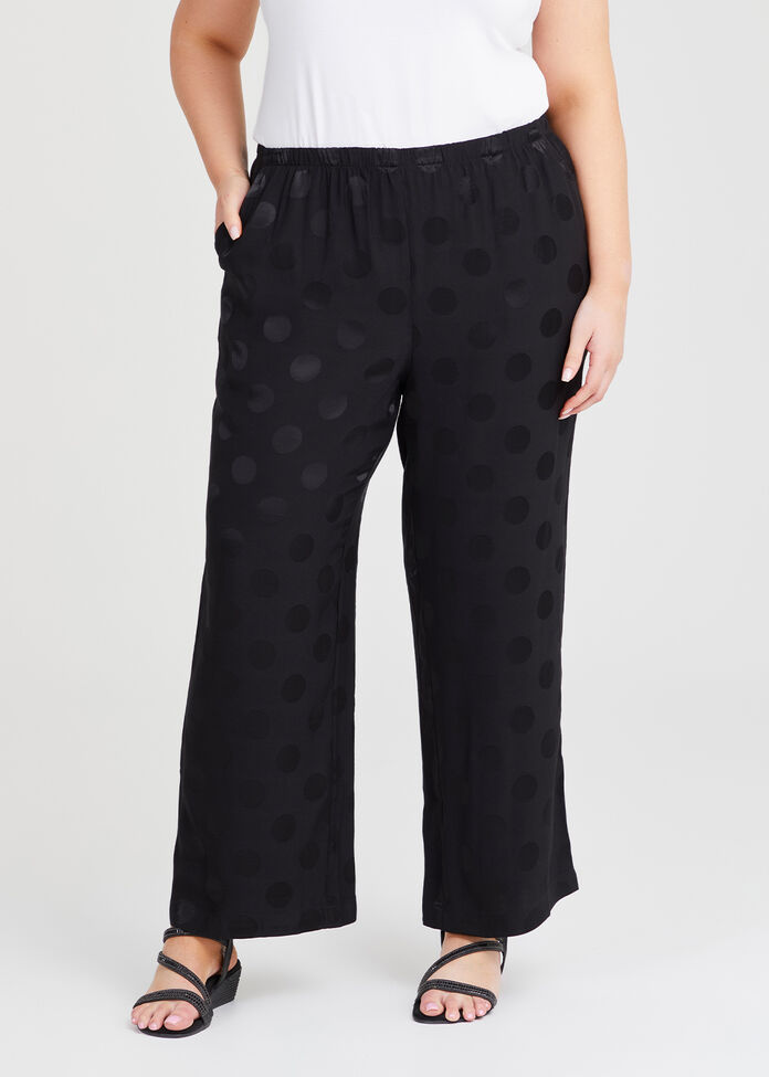 Shop Plus Size Spot Satin Natural Wide Pant in Black Sizes 1230