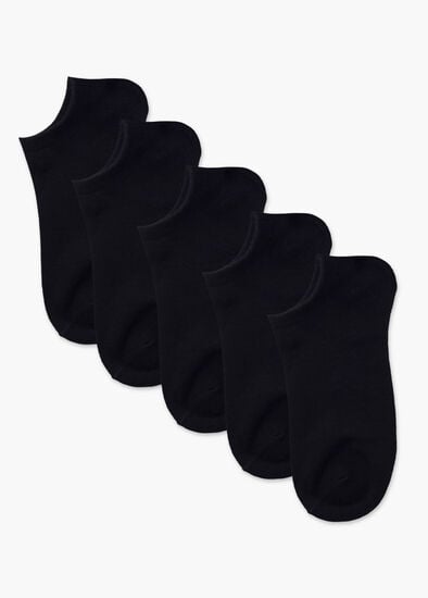 5 Pack Black Bamboo Ankle Socks