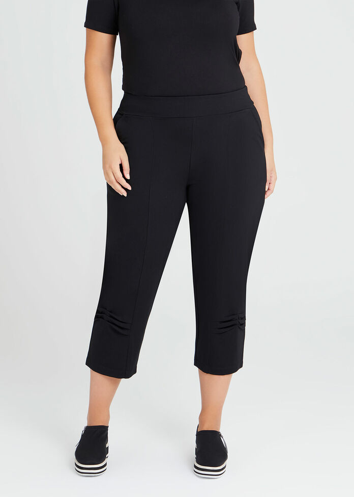 Shop Plus Size Bamboo Ponte Tuck Crop Pant in Black | Sizes 12-30 ...