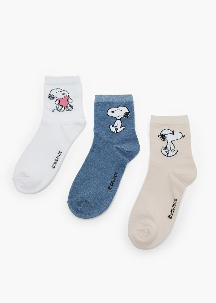 3 Pack Snoopy Cotton Socks, , hi-res