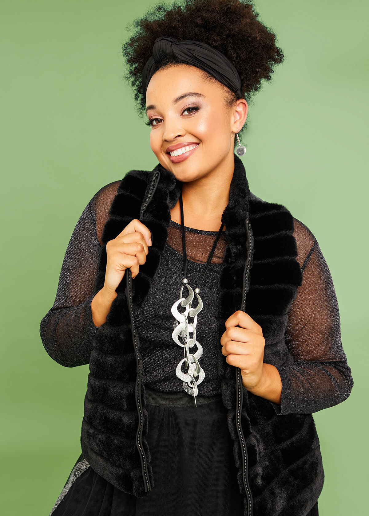 Faux fur curly vest hotsell