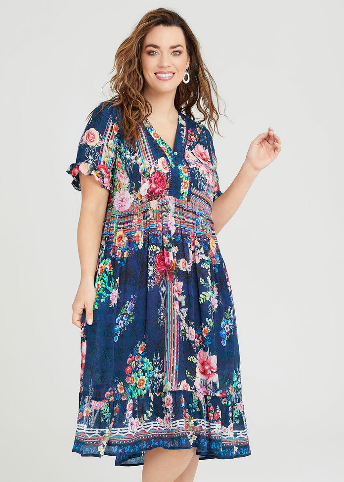 Shop Plus Size Natural Floral V-neck Dress in Multi | Taking Shape AU