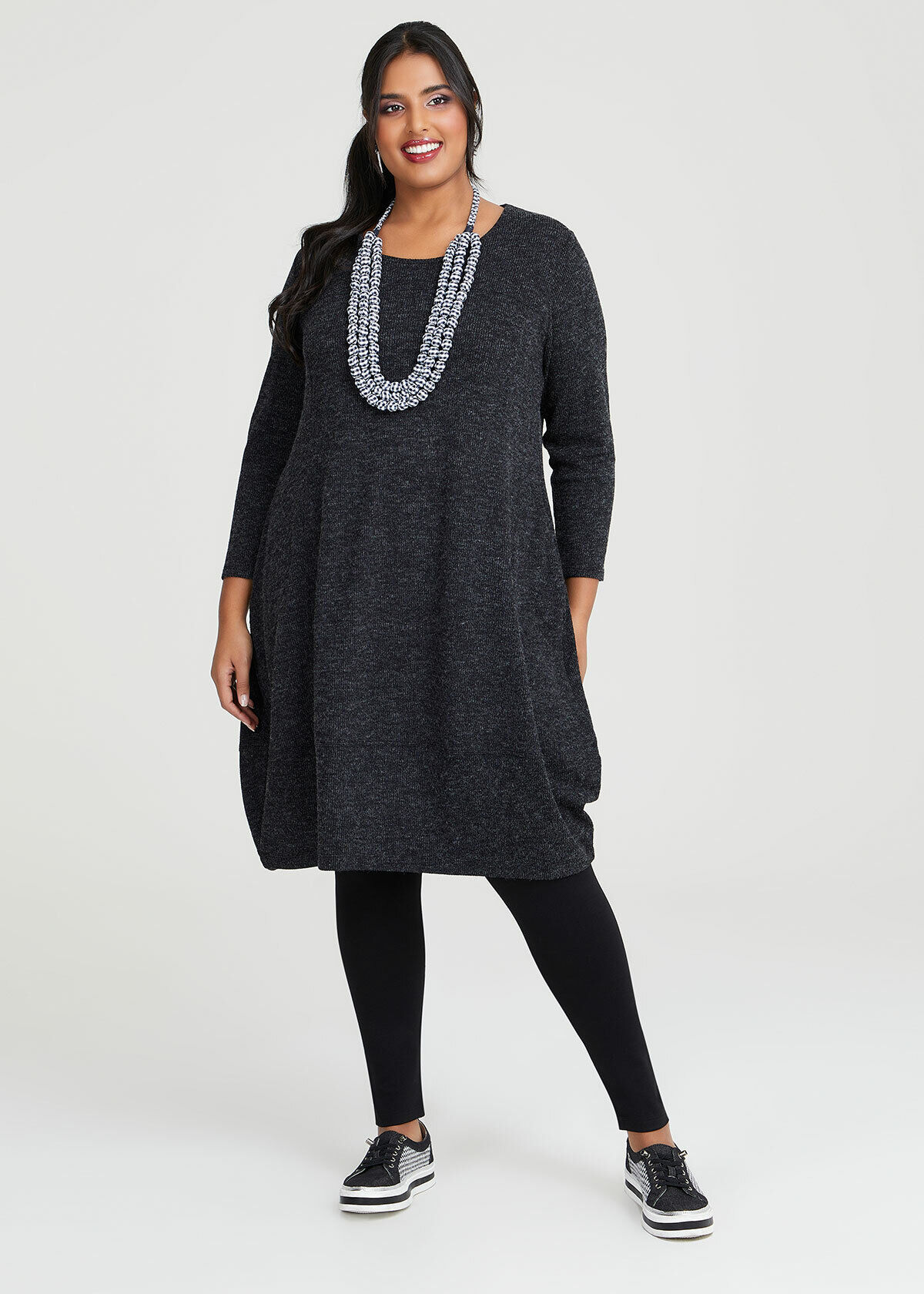 Shop Plus Size Julia Long Sleeve Snug Dress in Black Taking Shape AU