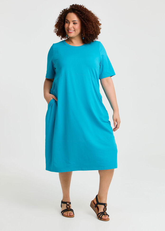 Cotton Talia Short Sleeve Dress, , hi-res