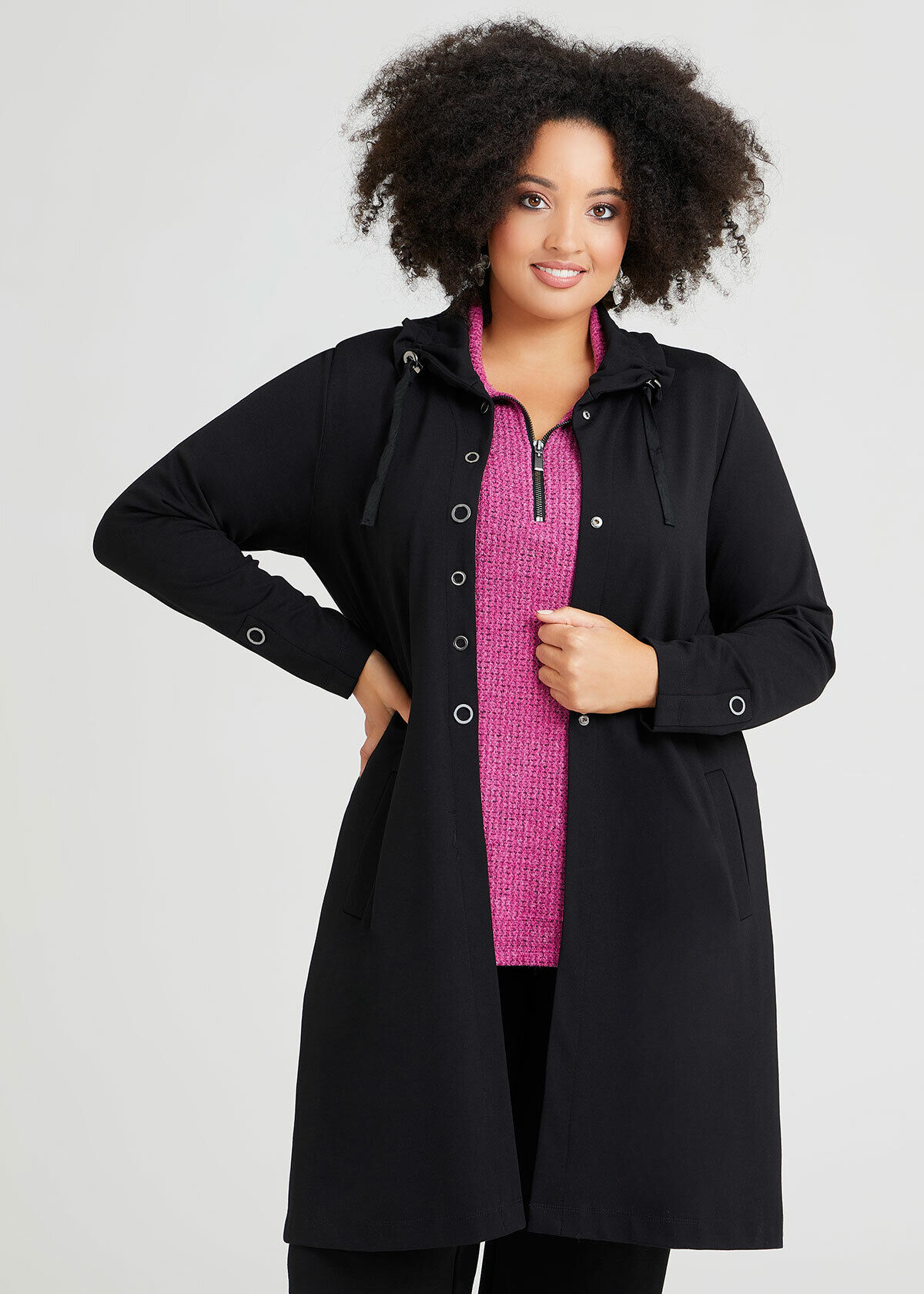 Plus size fit outlet and flare trench coat