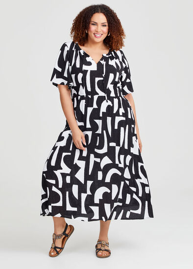 Plus Size Natural Monochrome Dress