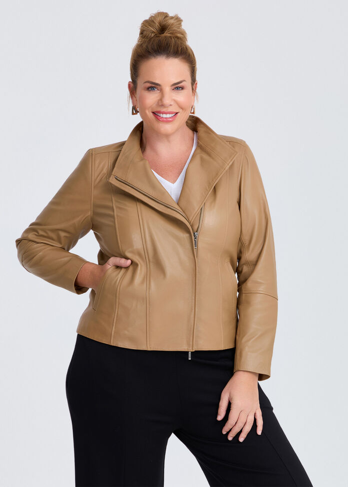 Leather Lottie Panel Jacket, , hi-res