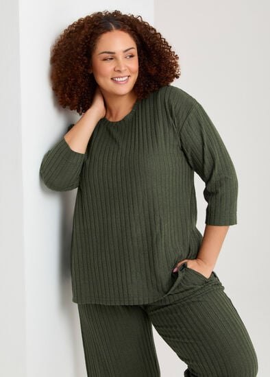 Plus Size Cosy Rib Marle Lounge Top