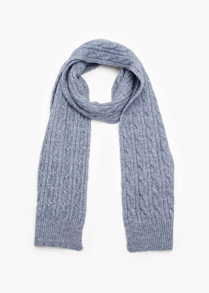 Mottled Cable Knit Scarf, , hi-res
