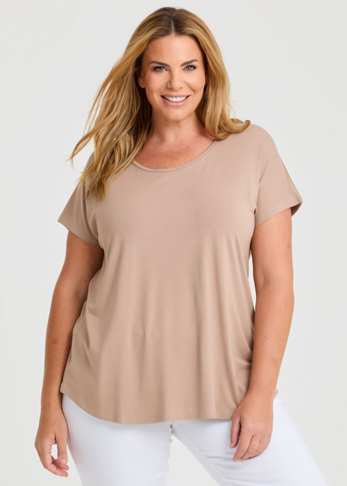 Natural Round Neck Everyday T-shirt, , hi-res